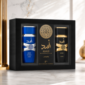 lattafa asad 5th anniversary eau de parfum gift set 2 piece set